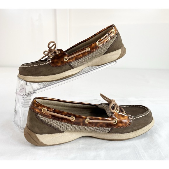 Women's 11 Sperry Top-Sider Laguna Tortoise Shell Leather Boat Shoes S1101 - Picture 1 of 12
